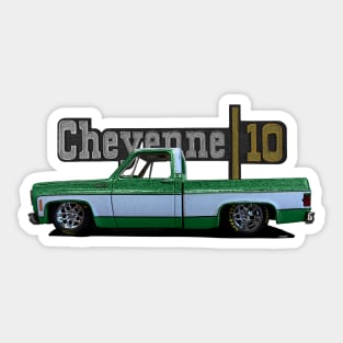 1973 Slammed Green Chevy C10 Cheyenne Squarebody Truck Sticker